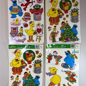 Vintage 1998 Sesame Street window clings - set of 4